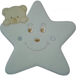 Iron-on Patch - Large Light Blue Star with Teddy Bear